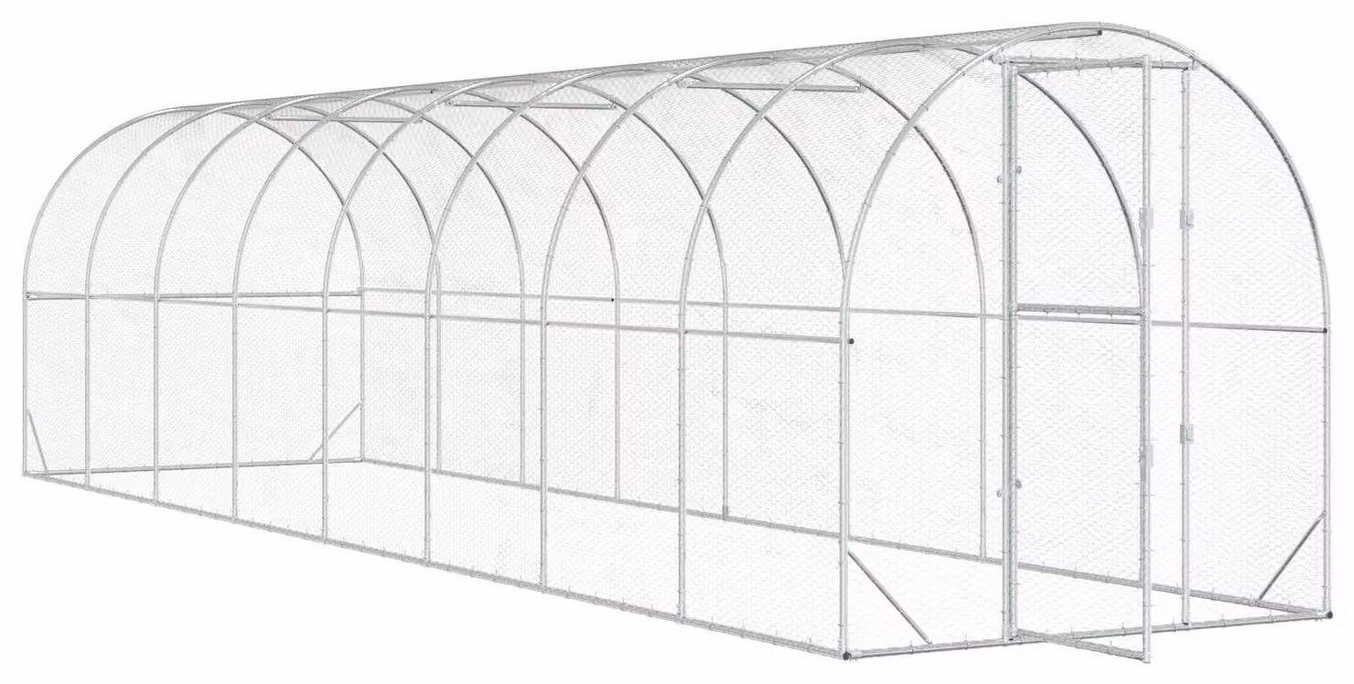 Alloggio per polli, modello Silber, dimensioni 800 x 200 x 200 cm, realizzato in acciaio zincato
