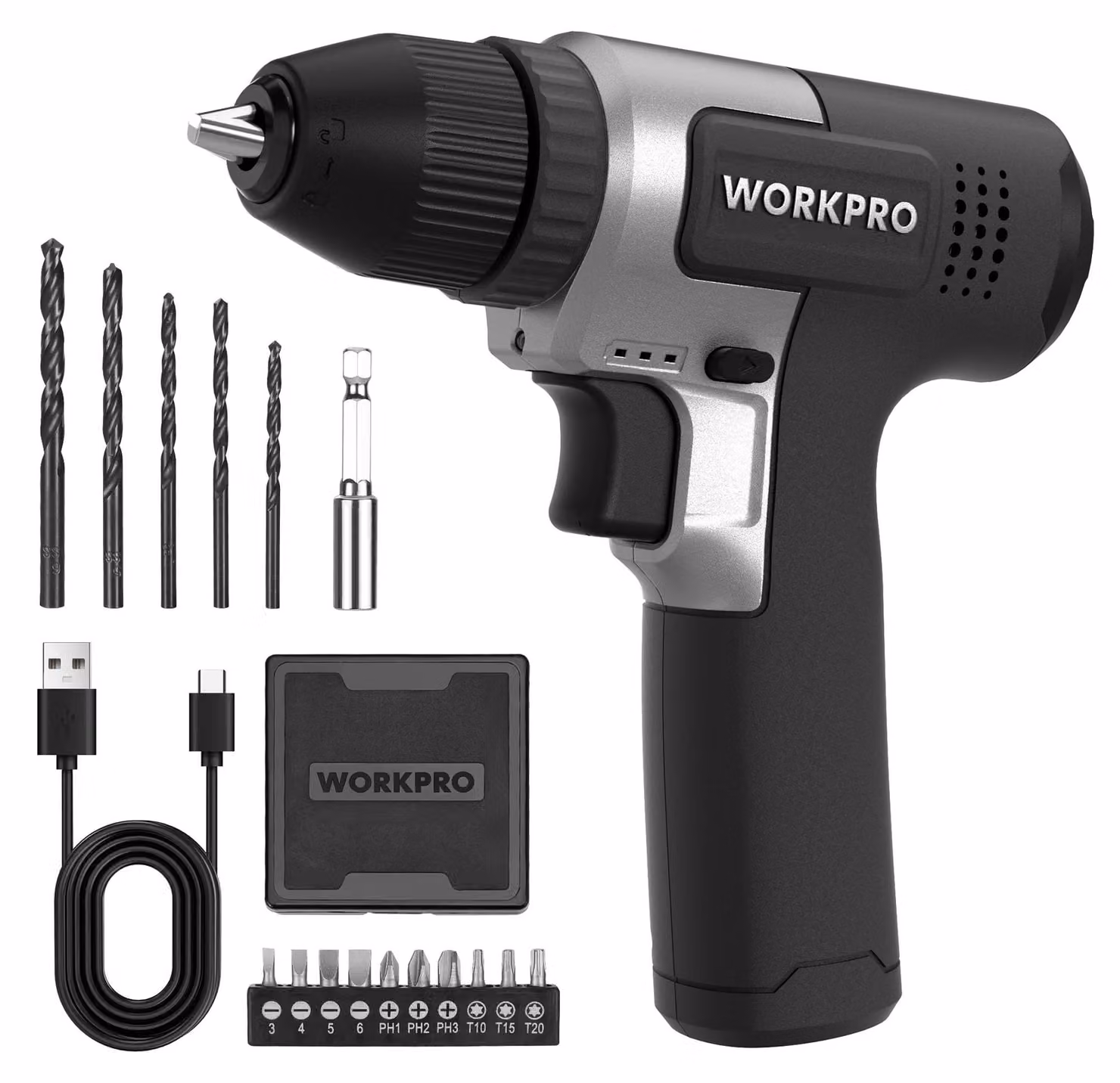 Set di avvitatori a batteria WORKPRO da 8V, include un avvitatore a batteria da 2000 mAh