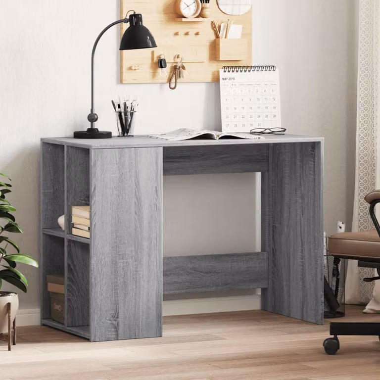 Scrivania moderna vidaXL in legno e MDF Grigio, L 102 x P 50 x H 75 cm