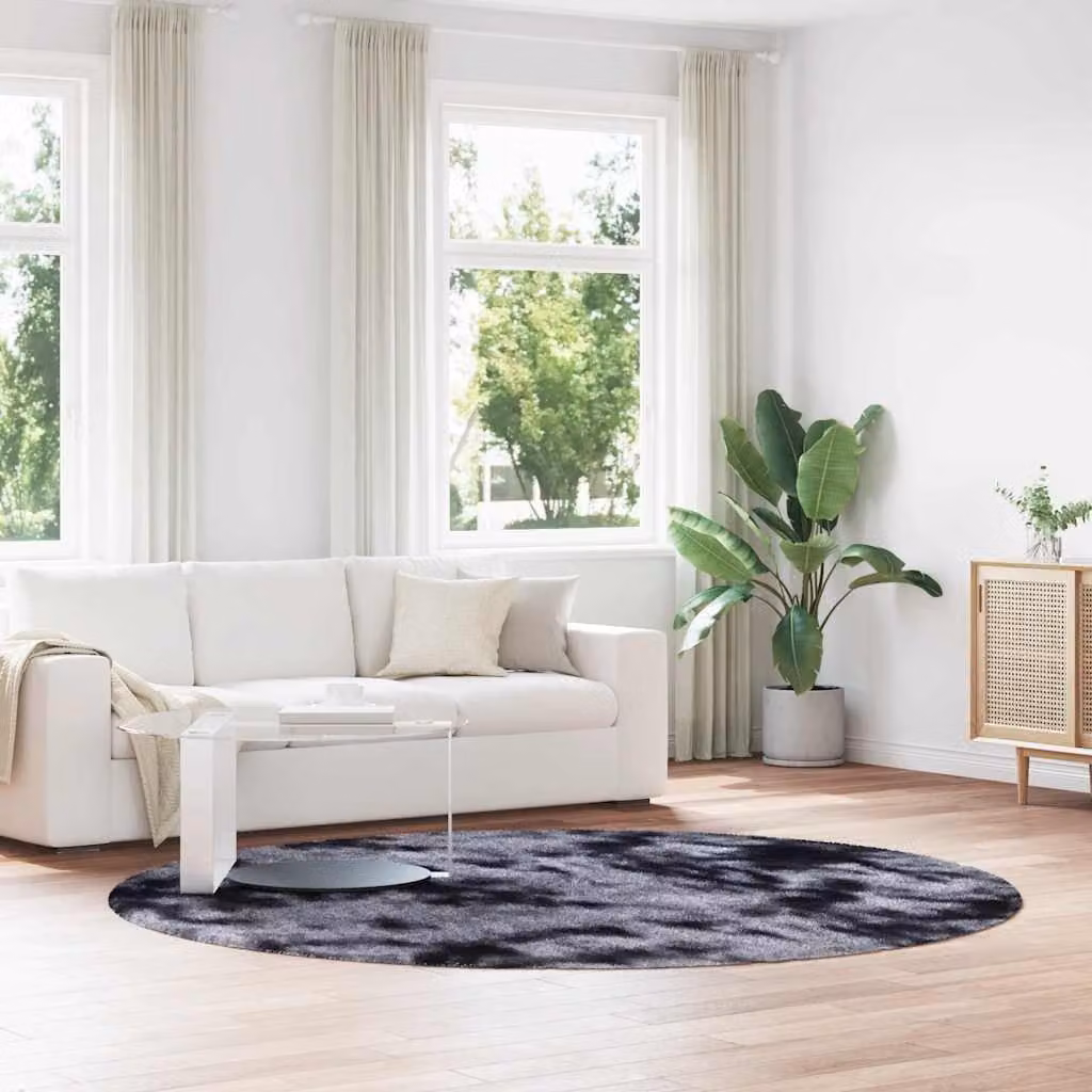 Tappeto Shaggy a Pelo Lungo vidaXL NAVARRA Grigio, Rotondo, Diametro: 240 cm