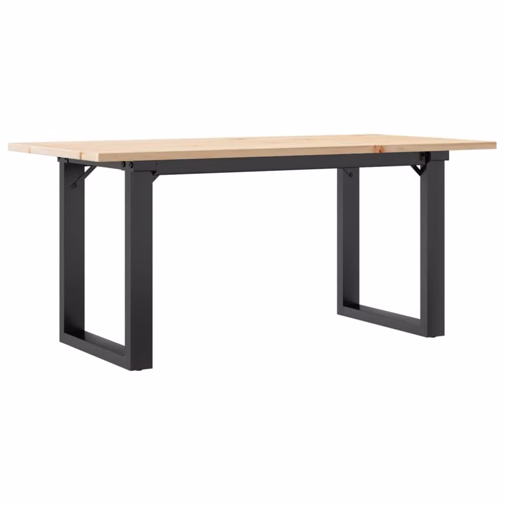 Tavolino Salotto Telaio a O 100x50x45cm Legno Pino e Acciaio