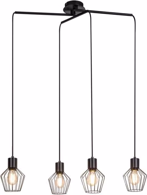Lampada a sospensione Rabalux Belano in metallo nera con 4 x E27