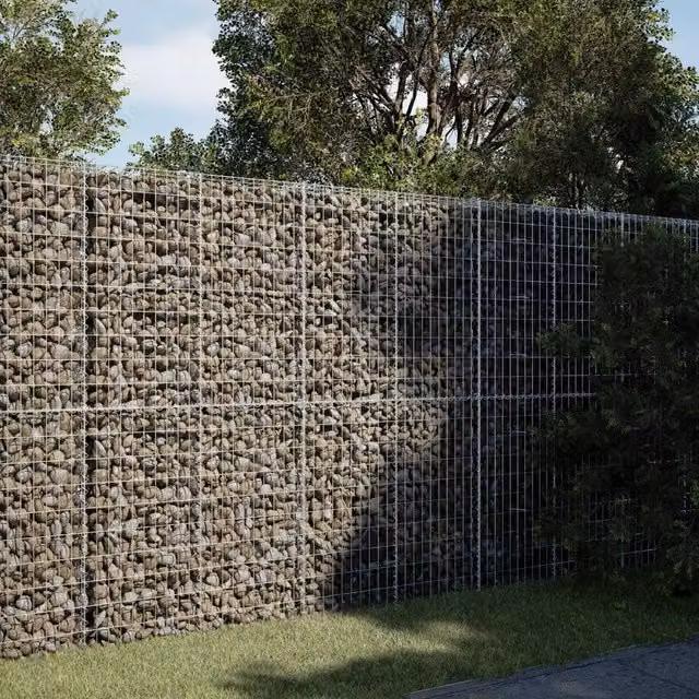 Cesto Gabbione con Copertura 200x50x200 cm in Ferro Zincato 3295167