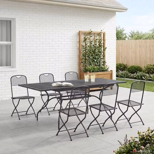 Set da Pranzo per Giardino 7 pz Antracite Rete e Acciaio 3429146