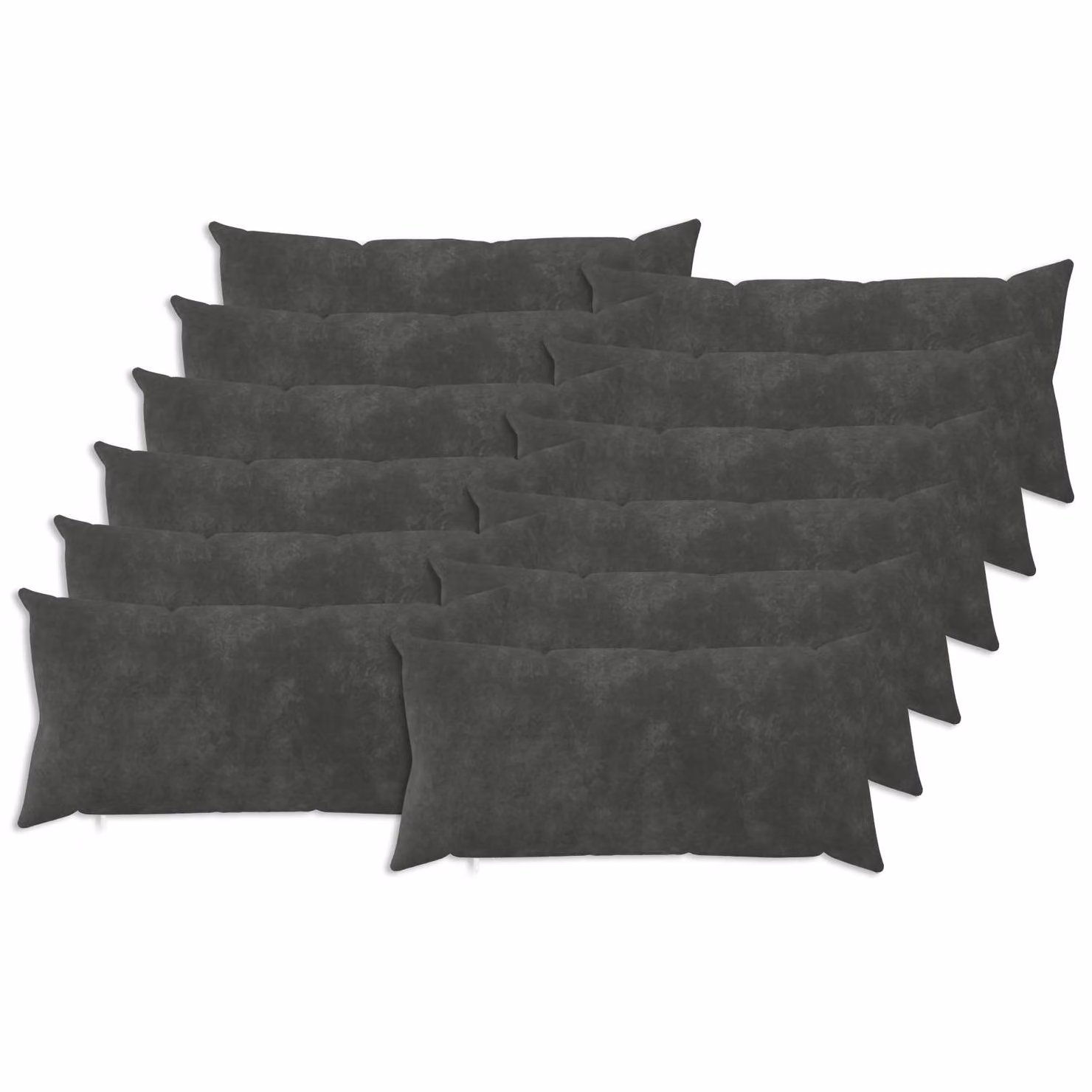 Set di 12 cuscini vidaXL HEERLEN in microfibra, colore antracite, forma rettangolare, L: 80 cm, P: 40 cm, H: 24 cm