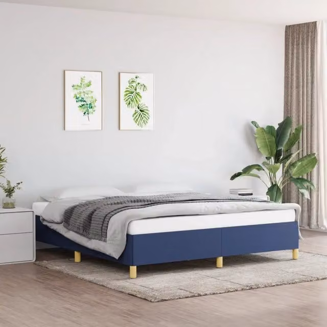 Giroletto vidaXL in tessuto blu con doghe in legno L/P/H: 180 x 200 x 35 cm