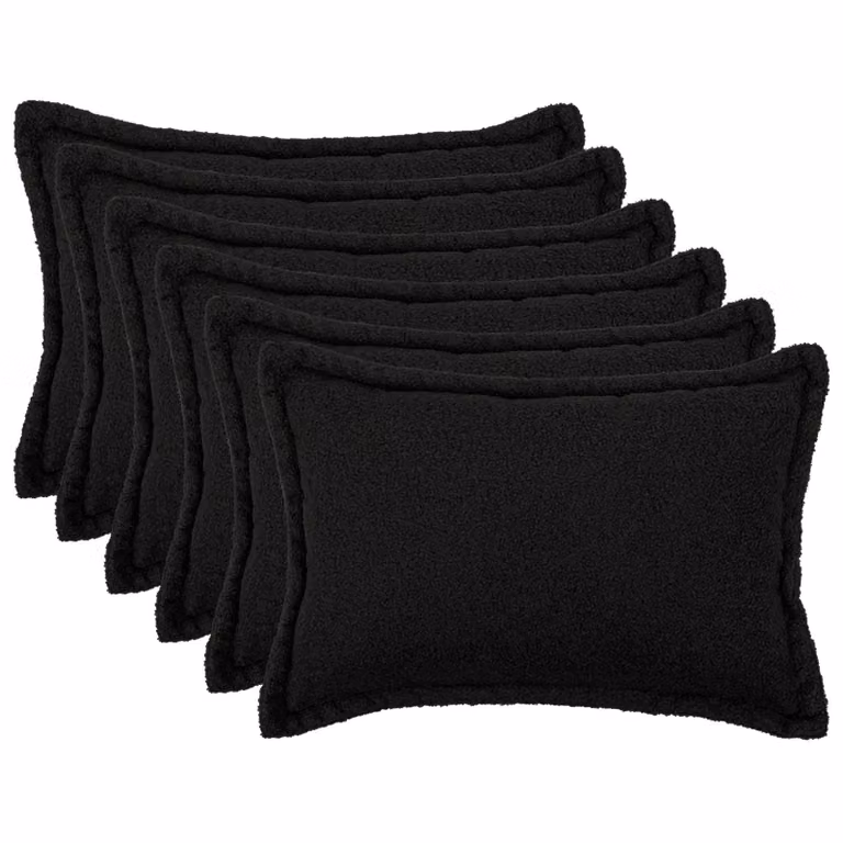 Set di 6 federe vidaXL HOUTEN in tessuto bouclé nero, L 50 cm x P 75 cm