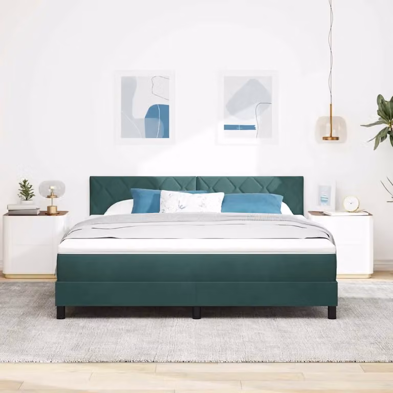 Letto a molla vidaXL in velluto verde con illuminazione LED sottostante L/P: 180 x 200 cm