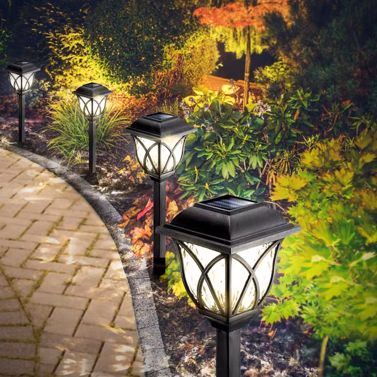 Set di 6 luci solari da giardino, luce bianco caldo, grado di protezione IP44, adatte per uso esterno