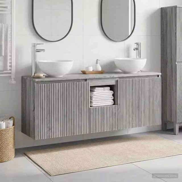 Set di Armadi da Bagno 3 pz Sonoma grigio 129 x 35 x 80 cm 3405623