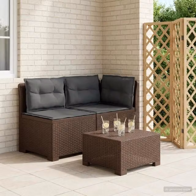 Divano da esterno-Divano da Giardino a 2 Posti con Cuscini Aspetto Rattan PP 691792