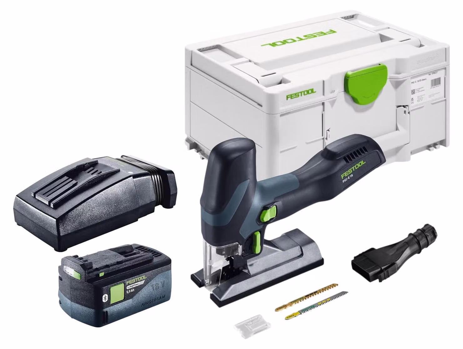 Seghetto alternativo a batteria Festool PSC-E 18 EB-Basic 18 V 40 mm + 1x batteria 5,0 Ah + caricabatterie + Systainer