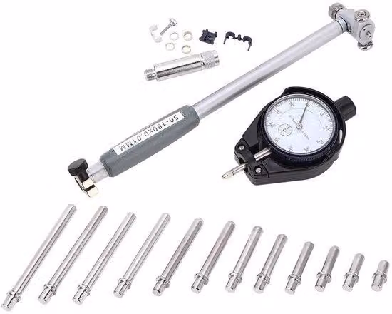 Misuratore di diametro interno - Precisione 0,01 mm - Realizzato in lega di alluminio - Strumento di misurazione preciso - Campo di misurazione: 50-160 mm - Facile da usare - Misurazione del tempo precisa