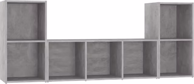 Set Mobile TV 3 pezzi Design In in Legno Multistrato Grigio Cemento L: 107 cm, P: 35 cm, H: 37 cm – 1