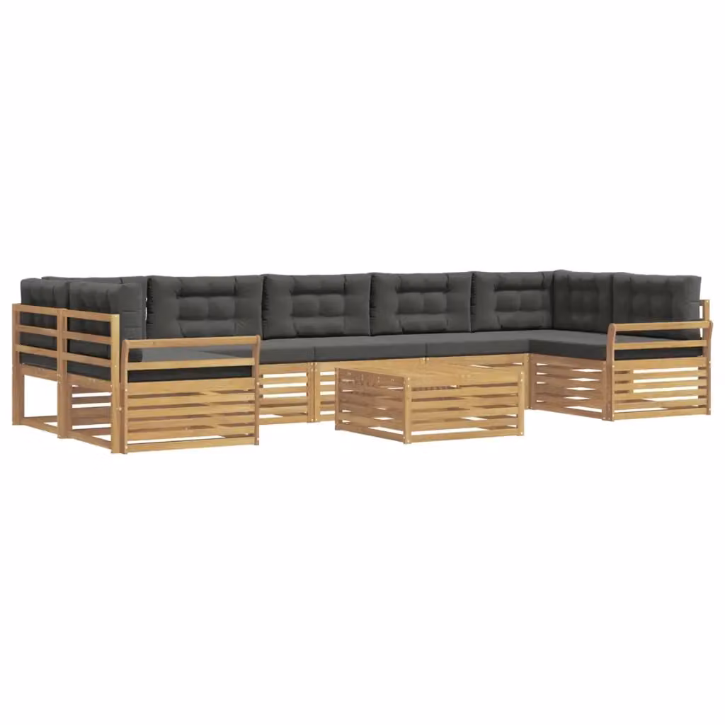 Set di divani da esterno moderno vidaXL in legno di acacia con tavolo da caffè, 8 pezzi, Bianco e Antracite – 2