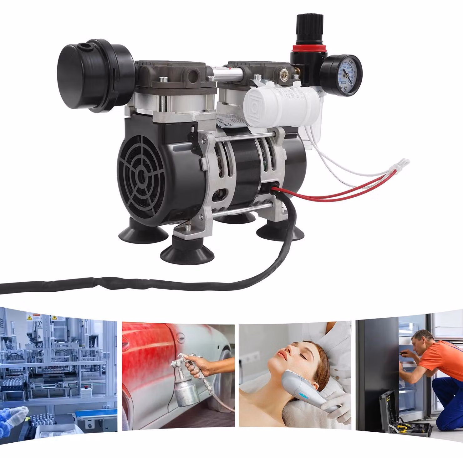 Pompa a vuoto elettrica - Potenza: 230 W - Struttura autoportante in alluminio pressofuso