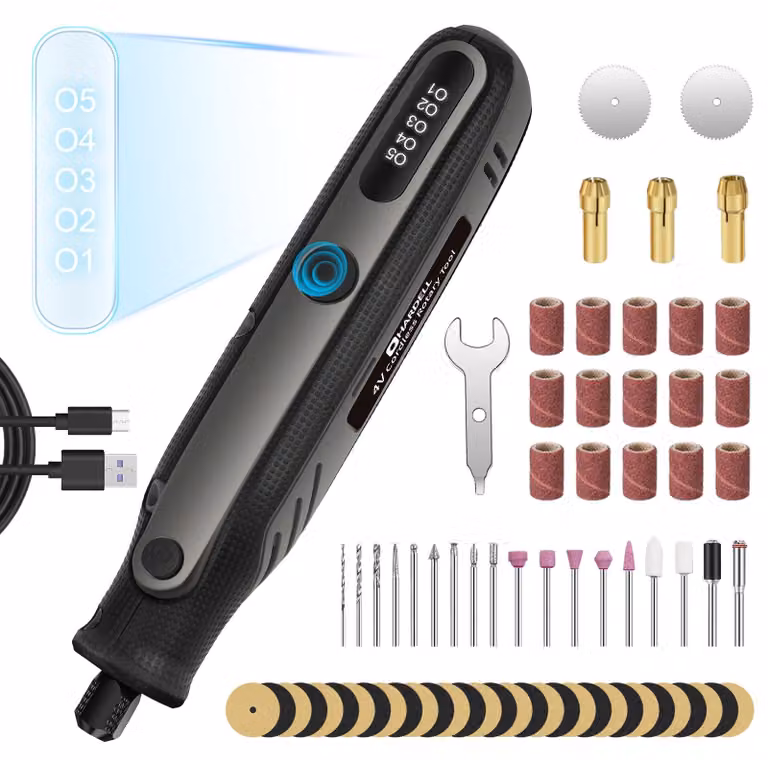Set di utensili multifunzione a batteria HARDELL 4V, con strumento rotante a 5 velocità (max. 18000 giri/min)