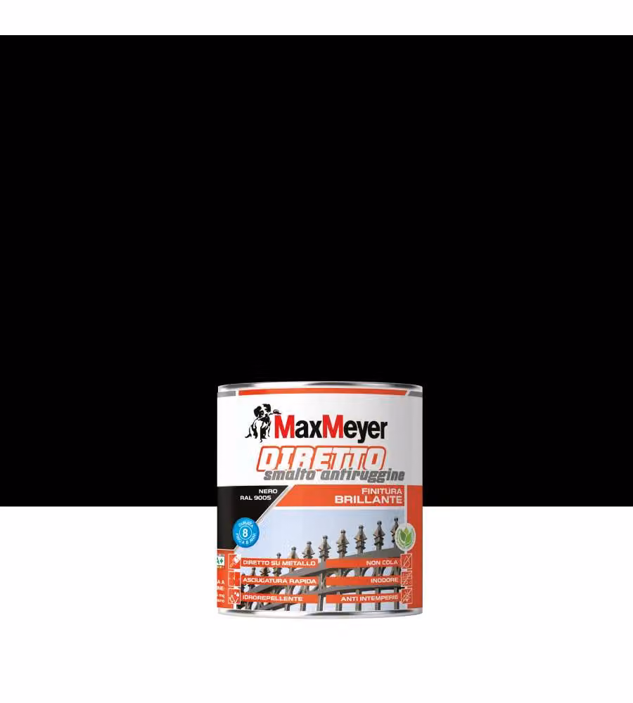 MaxMeyer Smalto Antiruggine Diretto Brillante Nero RAL 9005 - 0,75L