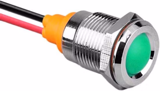 Lampada di segnalazione a LED verde in metallo da 12 mm, 220 V, impermeabile, con connettore a scelta