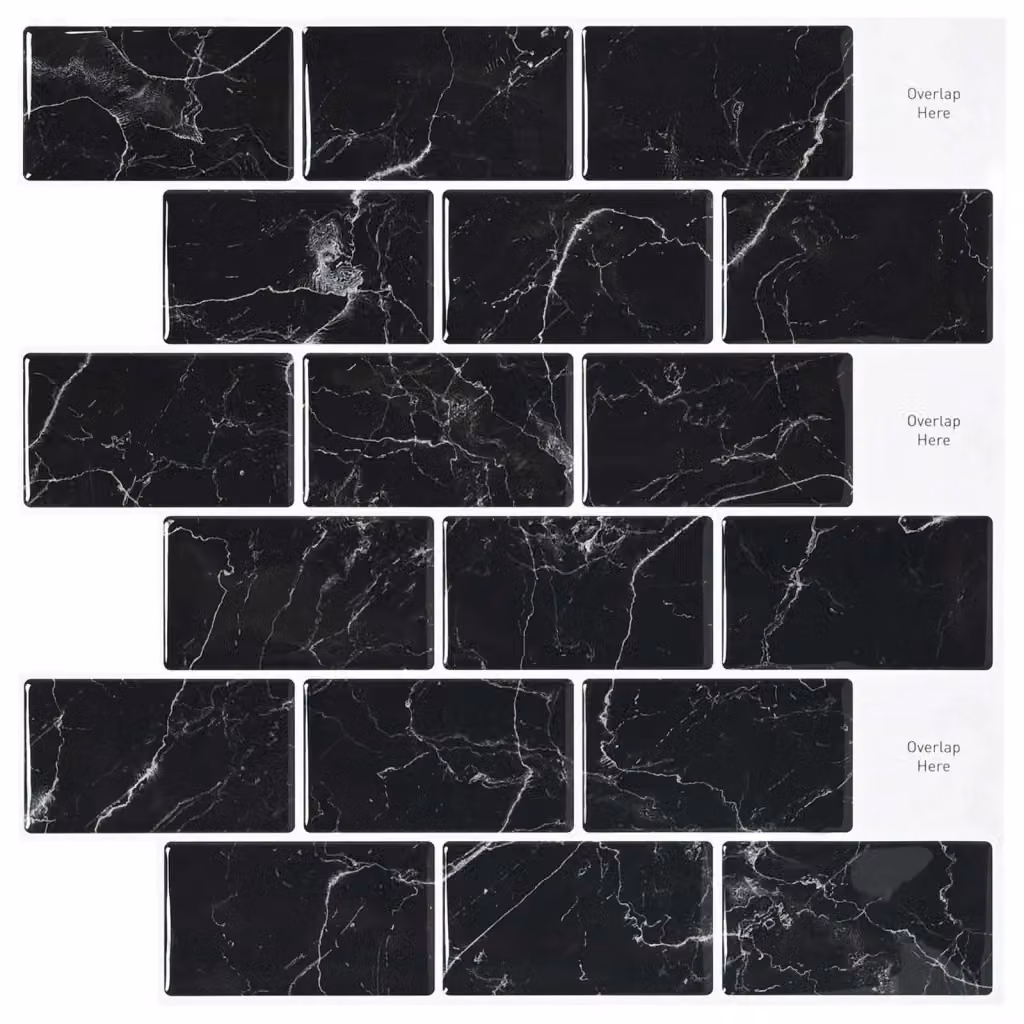 Piastrella subway effetto marmo nero DESIGN IN, confezione da 50 pezzi, L/P: 30 x 30 cm – 2
