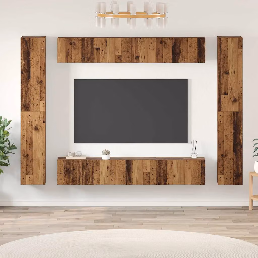 Set di 10 mobili TV vidaXL in legno effetto antico marrone per soggiorno – 1