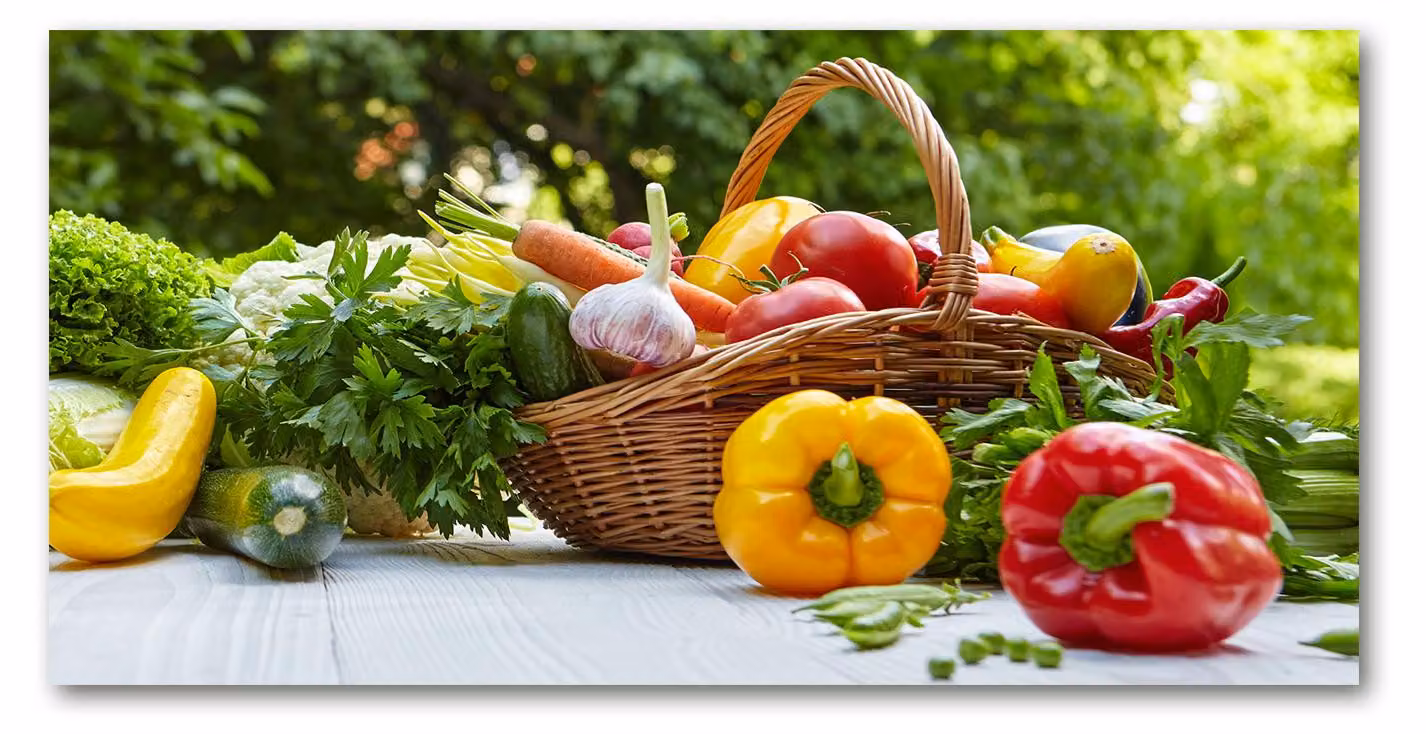 Pannello protettivo per cucina Tulup® in vetro temperato - 100x50 - Protezione anti-schizzi realizzata in vetro temperato. Decorazione per cucina: cesto per alimenti, bevande e verdure