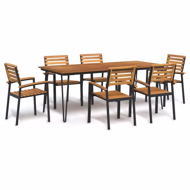 vidaXL set da pranzo da giardino 7 pezzi in legno massiccio di acacia e metallo