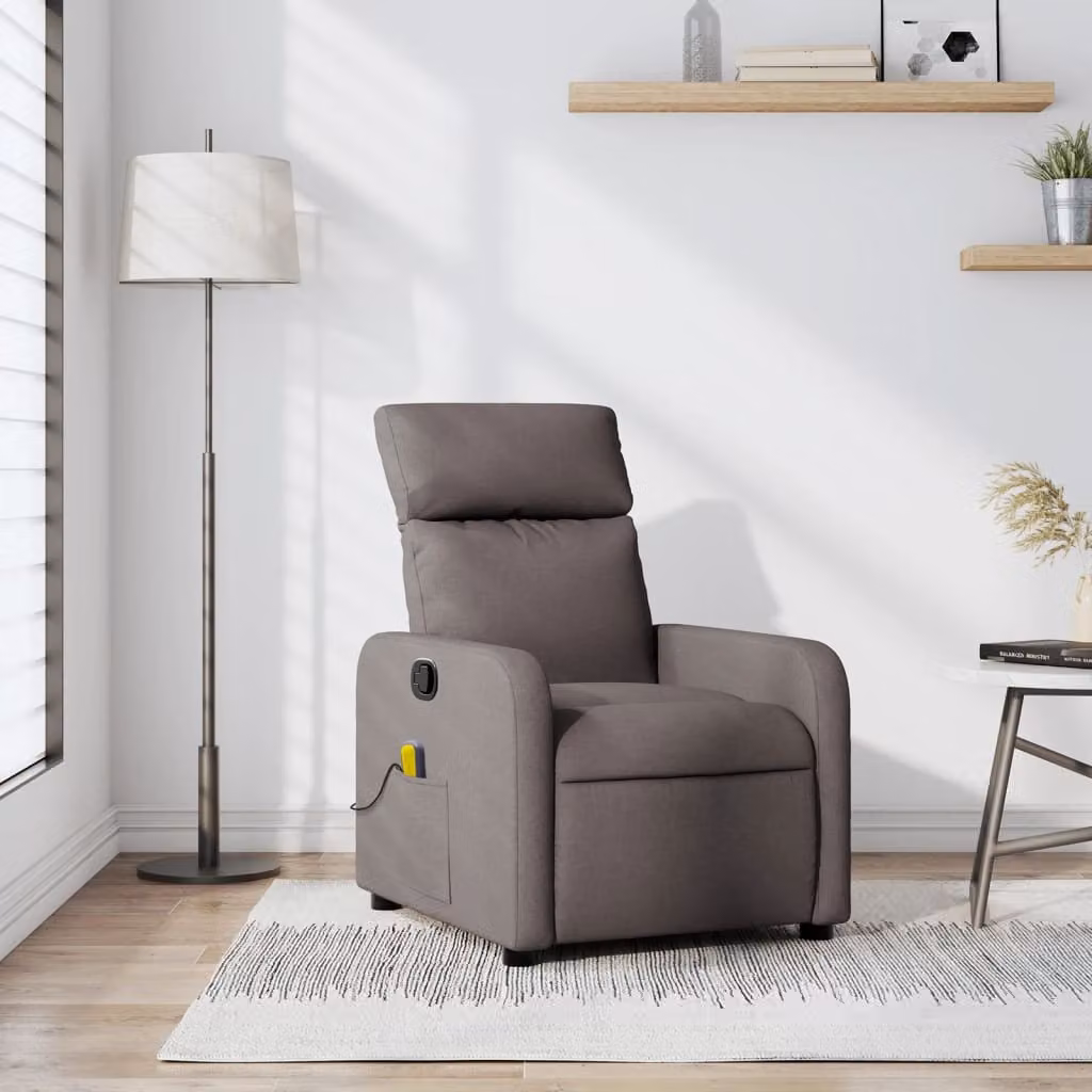vidaXL Poltrona Reclinabile Relax Moderno in Tessuto Beige e Grigio con Braccioli