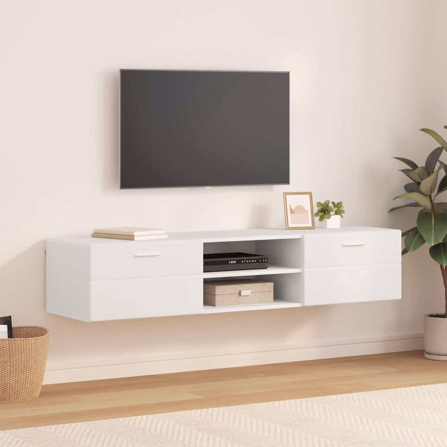Armadio moderno vidaXL in legno MDF bianco L 150 cm, P 39 cm, H 30 cm