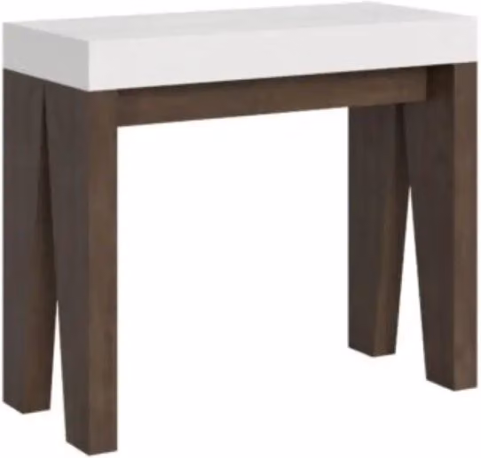 Consolle allungabile 90x40/196 cm Naxy Mix Small piano bianco frassino - struttura noce