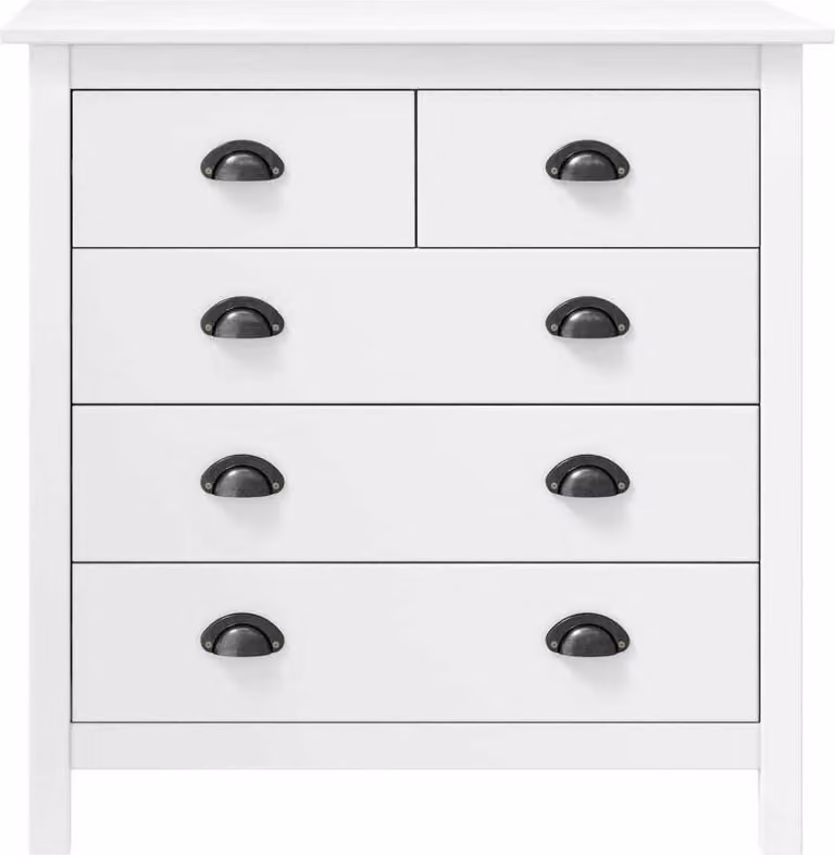 Credenza Hill Bianca 79x40x80 cm in Legno Massello di Pino