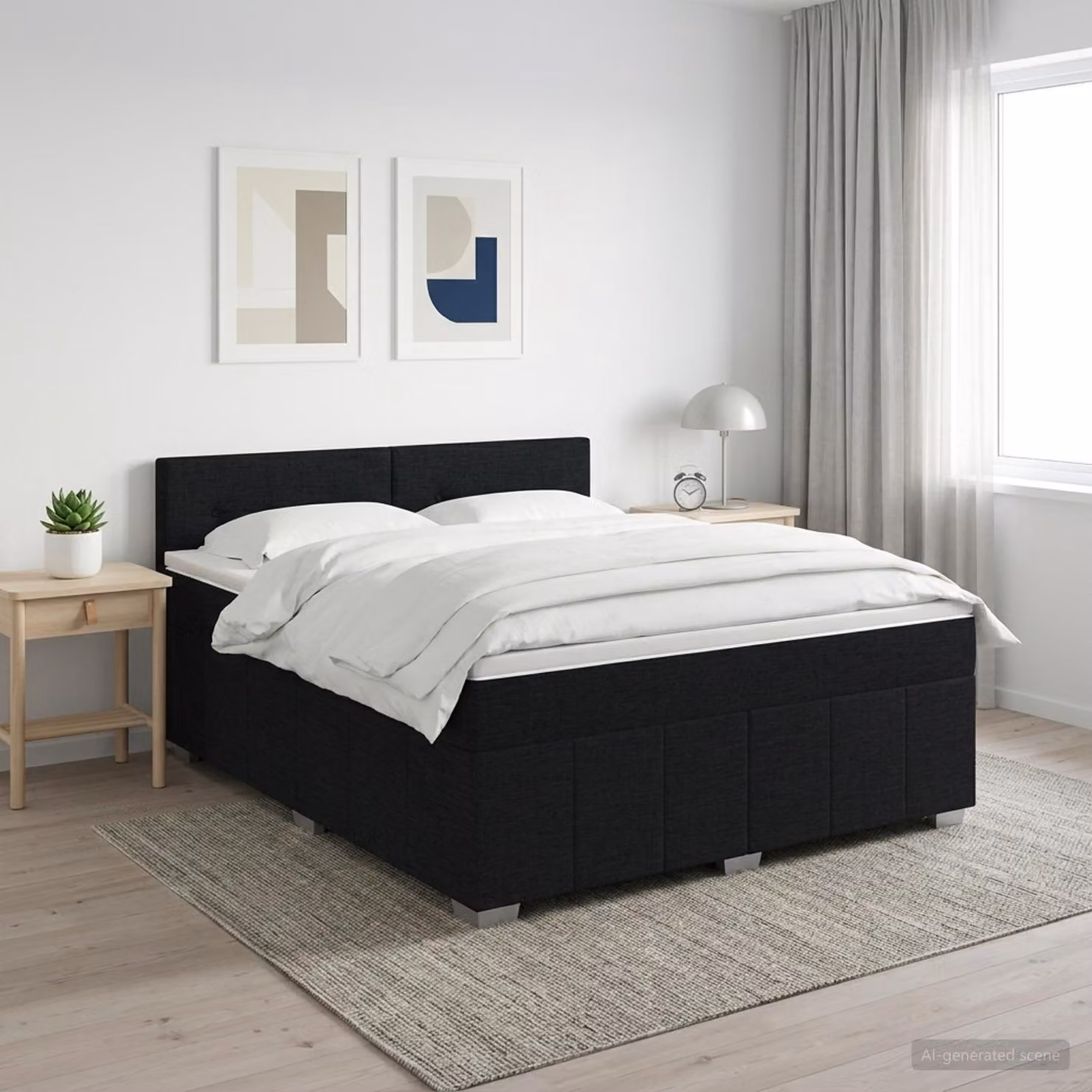 Letto box spring vidaXL con materasso a molle insacchettate in tessuto nero L 160 x P 200 cm