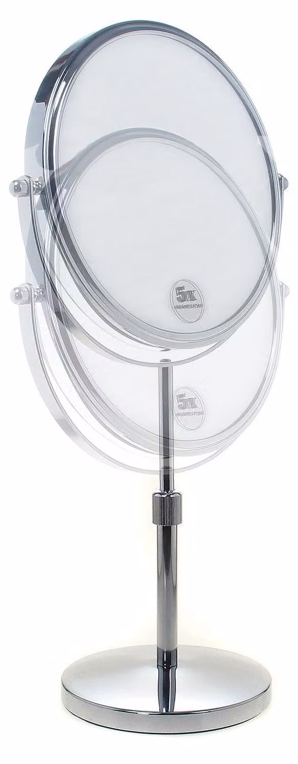 Specchio da trucco con altezza regolabile - Doppio lato - Ingrandimenti 10x/7x/5x - Specchio da tavolo - Specchio da bagno - Base mobile - Specchio ingranditore