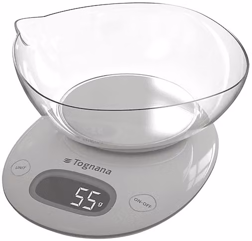 Bilancia Digitale da Cucina Tognana Iridea, Capacità 5 kg, Display LCD e Tasti Touch, Grigio