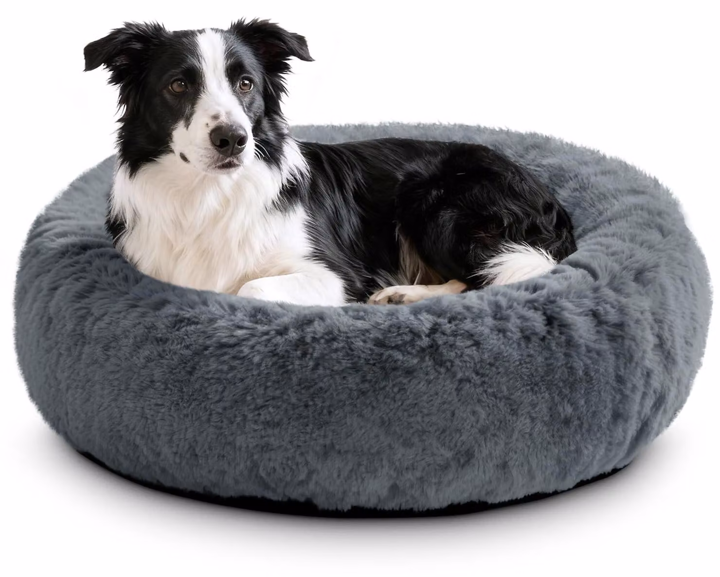 Cuccia per cani, forma rotonda, realizzata in ecopelliccia a pelo lungo, con cuscino estraibile, antiscivolo, ideale per animali domestici