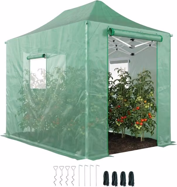 Serra da Giardino Pieghevole Minimal Grigio e Verde L/P/H: 200 x 300 x 270 cm