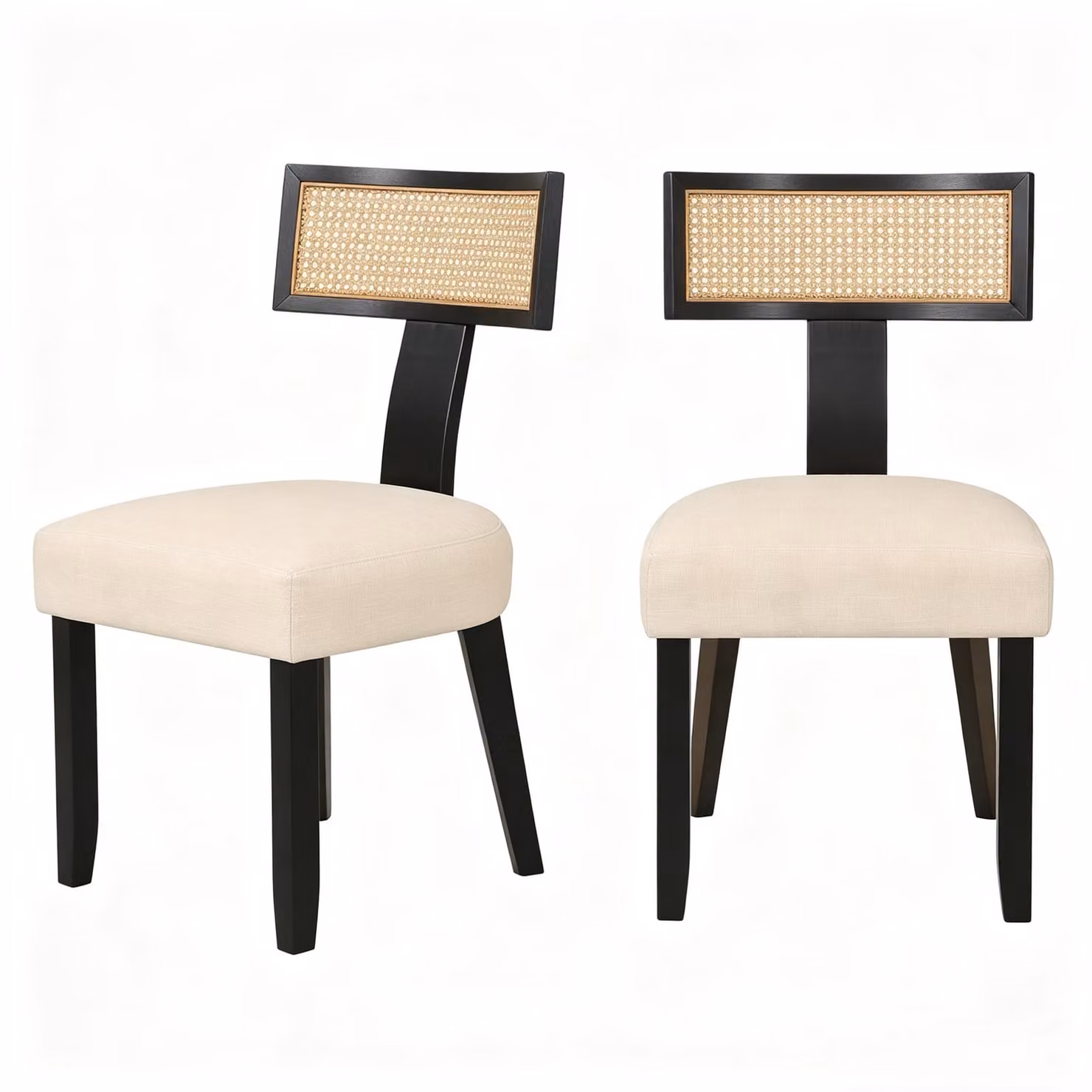 KOMFOTTEU: Sedia da pranzo in legno, sedia da cucina in rattan, sedia per tavolo da pranzo con schienale, seduta imbottita e gambe in legno. Sedia in legno ergonomica, resistente fino a 180 kg, ideale per sala da pranzo, soggiorno e cucina