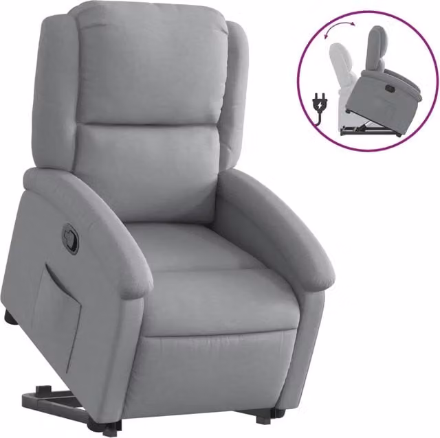 Poltrona | Sedia Relax Alzapersona Reclinabile Grigio Chiaro in Tessuto