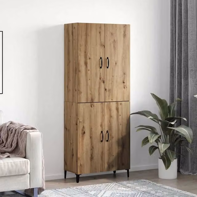 Credenza 2 pz-Set di 2 Buffet-Armadio da cucina Rovere artigianale Legno multistrato 106731