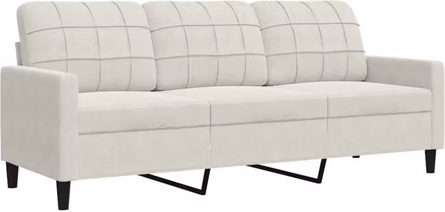 Divano | Divano da soggiorno | Sofa a 3 Posti Crema 180 cm in Velluto
