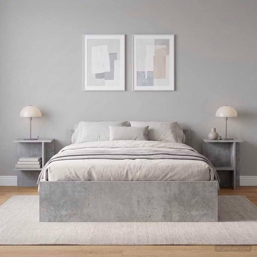 Maison Exclusive - Tavolino da caffè, 2 pezzi, grigio cemento, 40 x 30 x 49 cm, materiale composito in legno