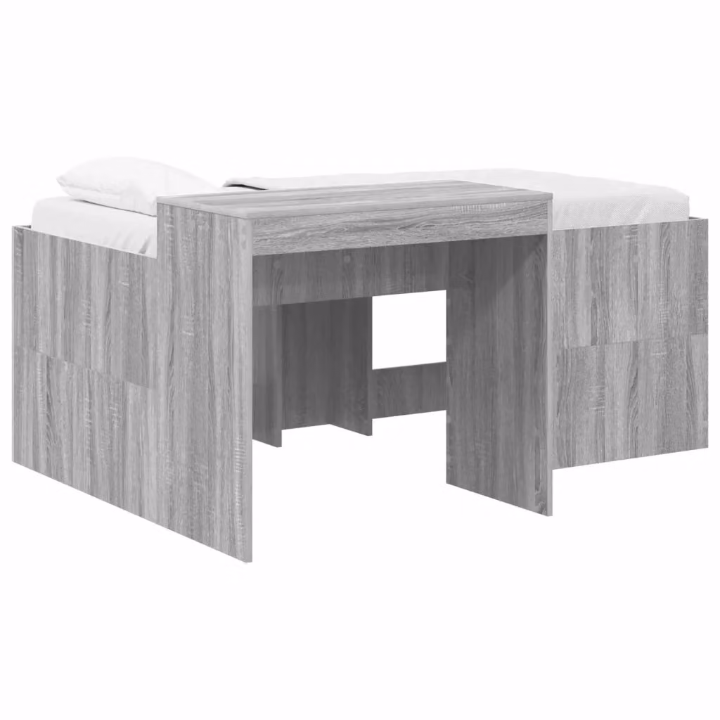 Letto alto singolo per bambini con scrivania e cassetti vidaXL in legno ingegnerizzato grigio Sonoma L: 120,0 cm, P: 123,5 cm, H: 163,0 cm – 2