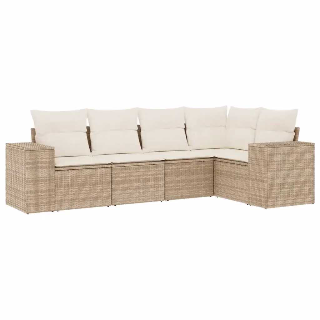 Set Divano da Giardino a L vidaXL in Polyrattan con Cuscini Beige e Struttura in Acciaio – 2