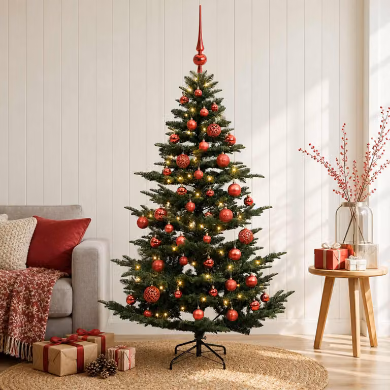 vidaXL Albero di Natale artificiale con palline 120 cm 150 LED