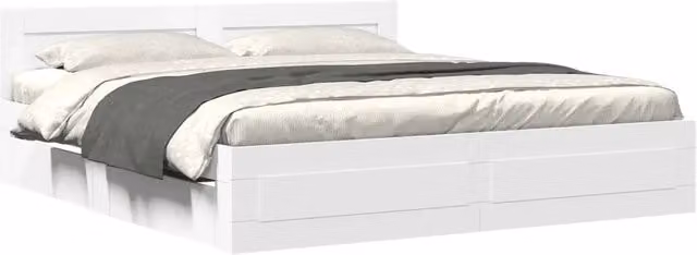 Letto matrimoniale | Letto per adulti | Giroletto con Testiera senza Materasso Bianco 180x200 cm