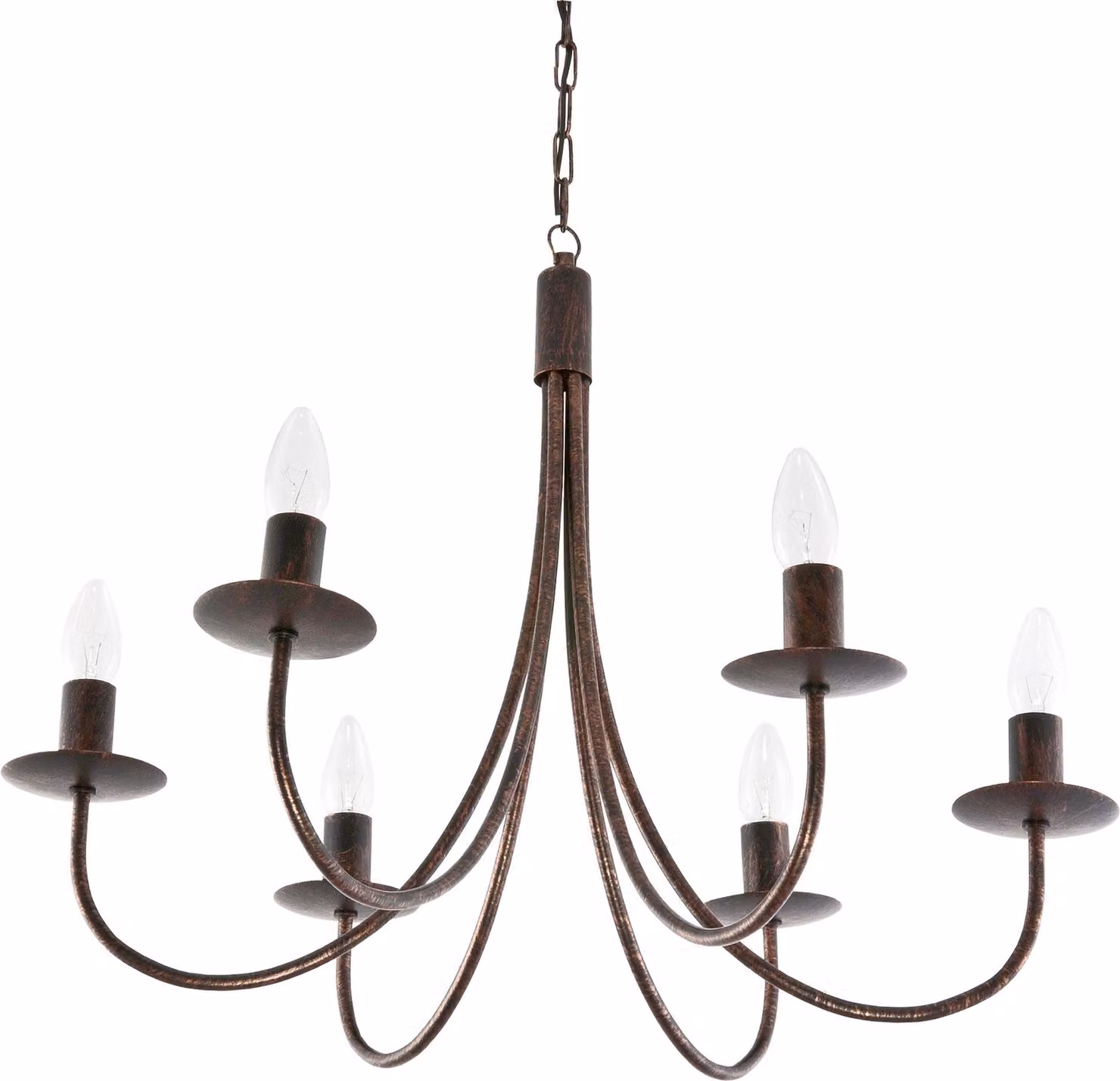 Lampada a sospensione tradizionale, portacandele, nero, oro antico, LUMEN OLD 710/6