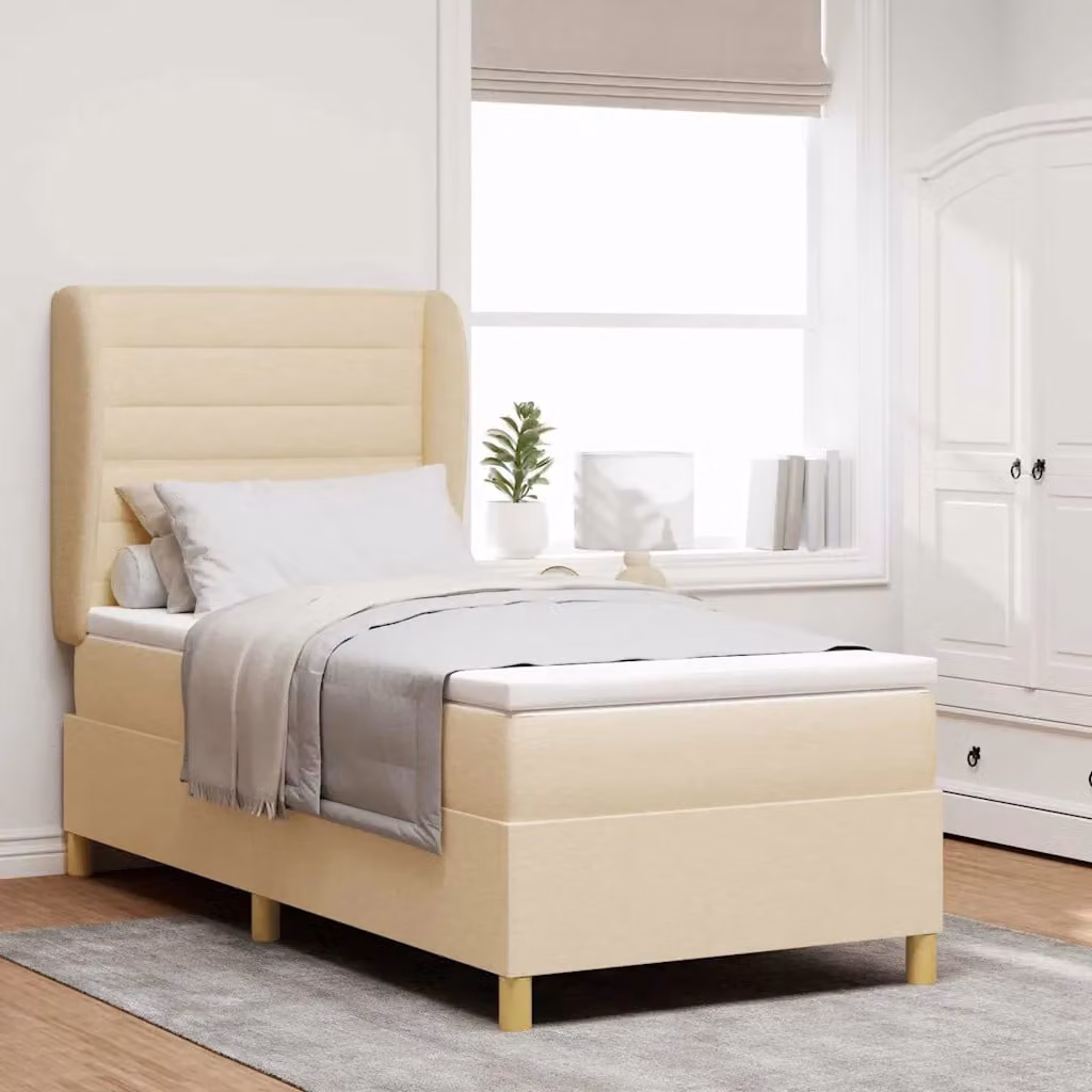Letto ibrido con materasso vidaXL in tessuto beige L 90 cm x P 200 cm