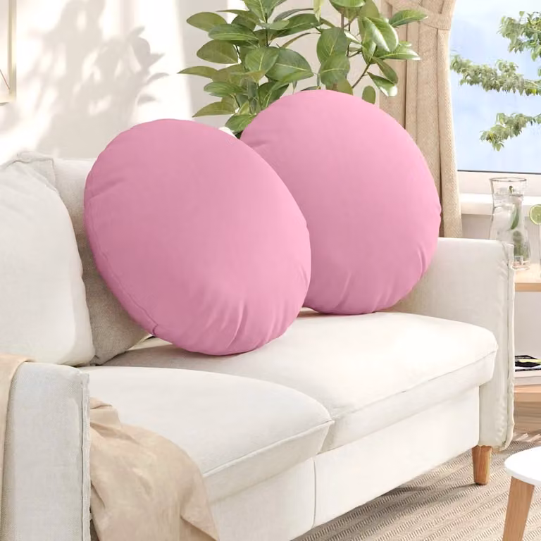 Set di 2 cuscini per seduta rotondi vidaXL in tessuto rosa Ø60 x 21 cm