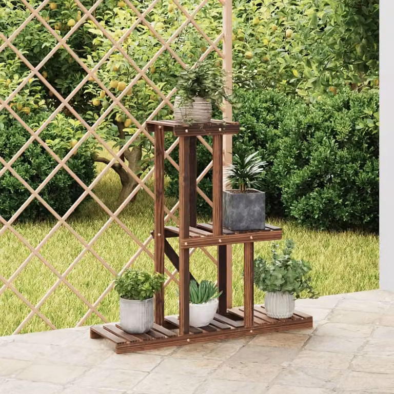 vidaXL Portafiori in Legno di Abete Massello Marrone L: 81 cm, P: 25 cm, H: 75,5 cm