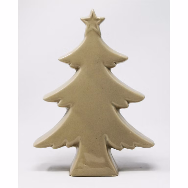 Abete di Natale in Vetroceramica beige grigio Albero di Natale decorativo H 18cm